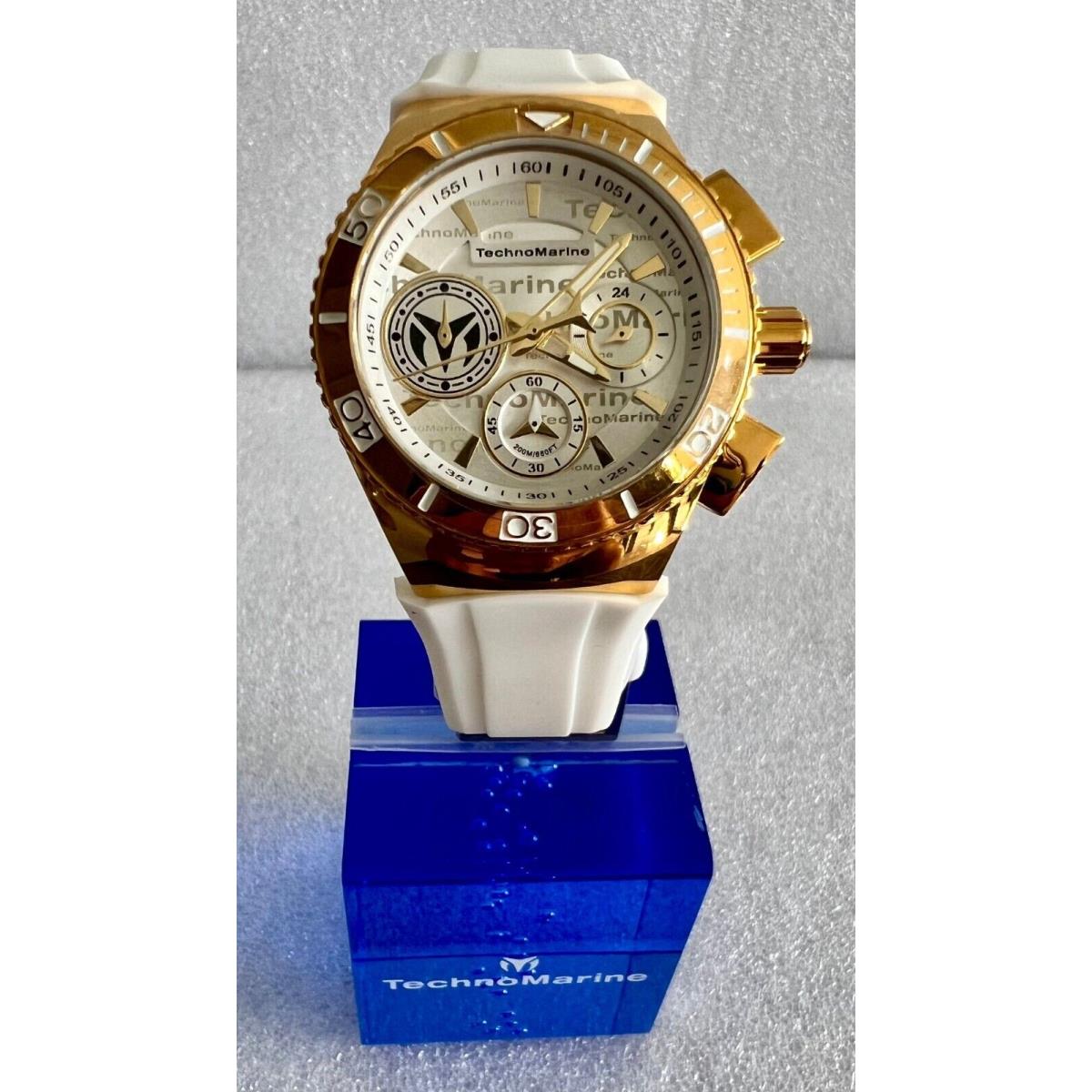 Watch Technomarine TM-118133 Cruise Lady 40.57 mm Stainless Steel - Dial: Antique Silver, Grey, Band: White, Bezel: Gold