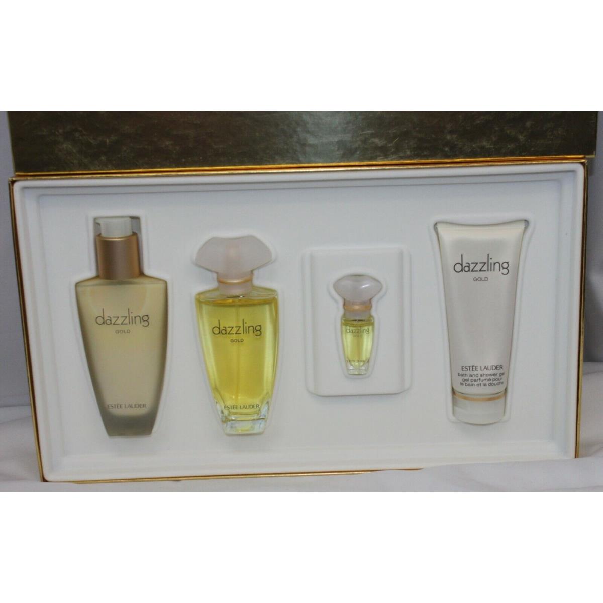 Estee Lauder Dazzling Gold Set 2.5 Eau de Parfum Lotion Gel .17 Spray