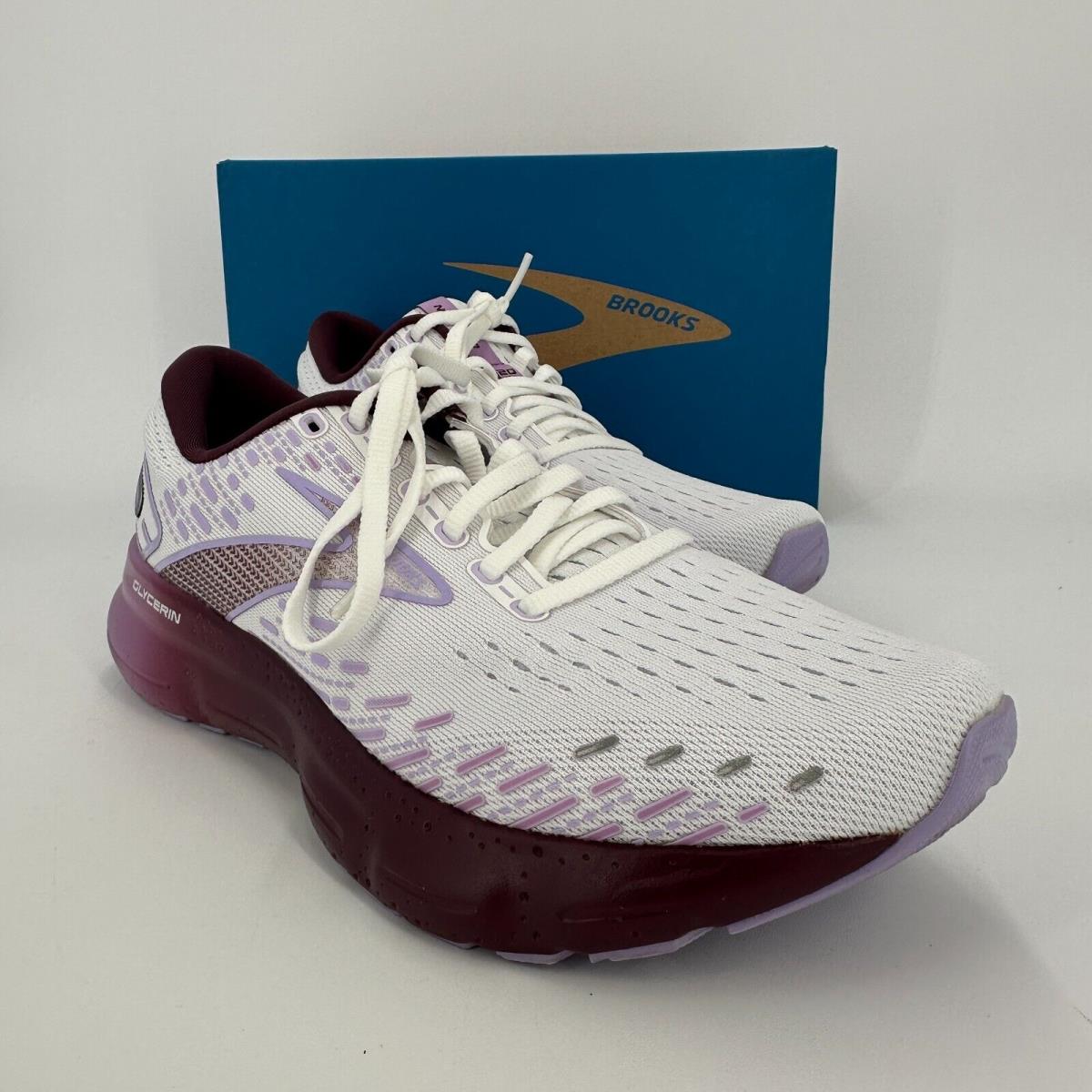 Brooks Glycerin 20 Running Shoes sz 8 Women`s White/orchid/violet 1203691B168