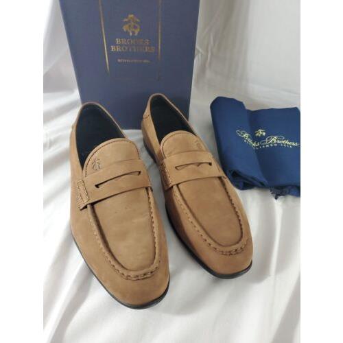 Brooks Brothers Sz 11.5 M Brown Snuff Suede Penny Loafer W/bags -italy -new FR S