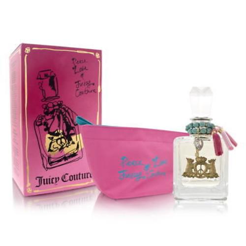 Peace Love Juicy Couture 2 PC Set 3.4 oz Edp Spray + Cosmetic Pouch