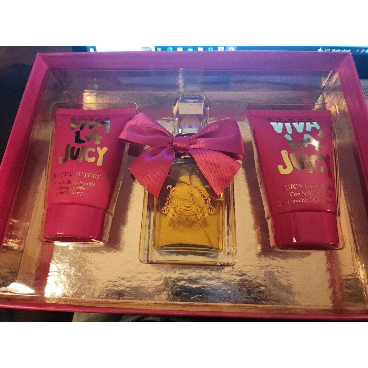 Juicy Couture by Viva La Juicy 3 Piece Gift Set 3.4 oz Edp + Lotion+ Shower Gel