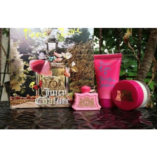 Peace Love Juicy Couture 3 PC Set .17 oz Mini .5 oz Body Cream Shower Gel