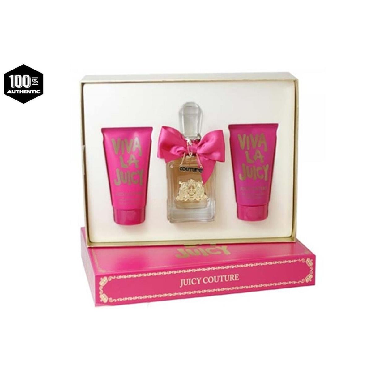 Juicy Couture by Viva La Juicy 3 Piece Gift Set -3.4 oz EDP+4.2 oz B/l+s/g