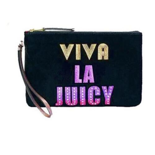 Juicy Couture Viva La Juicy Black Velour Wristlet