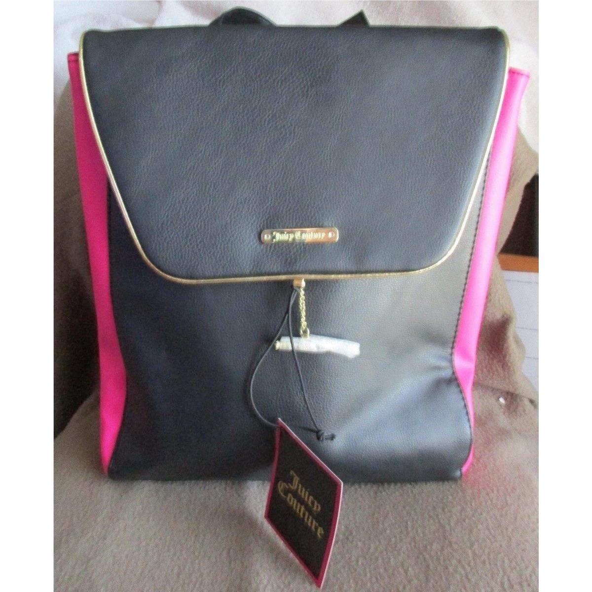 Juicy Couture Pvc Leather Backpack Black and Pink Purse