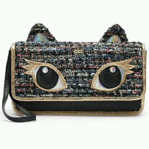 Juicy Couture Cat Clutch Tweed Handbag