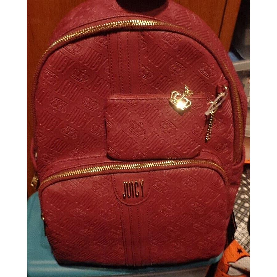 Juicy Couture Wordplay Backpack Deboss Port Wine Deboss W/coin Purse