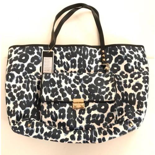 Juicy Couture Coldwater Coated Collection Blue Leopard Large Pocket Tote