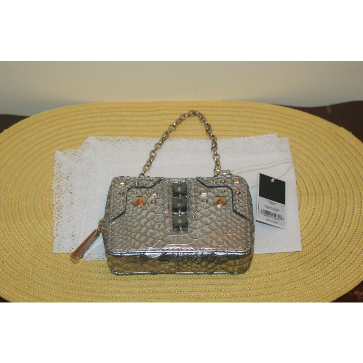 Mini Juicy Couture Wallet Ziparound Women Handbag Silver Snake Skin Design