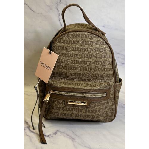 Juicy Couture Rosie Mini Backpack Purse Chestnut Chino Tan Logo Zipper