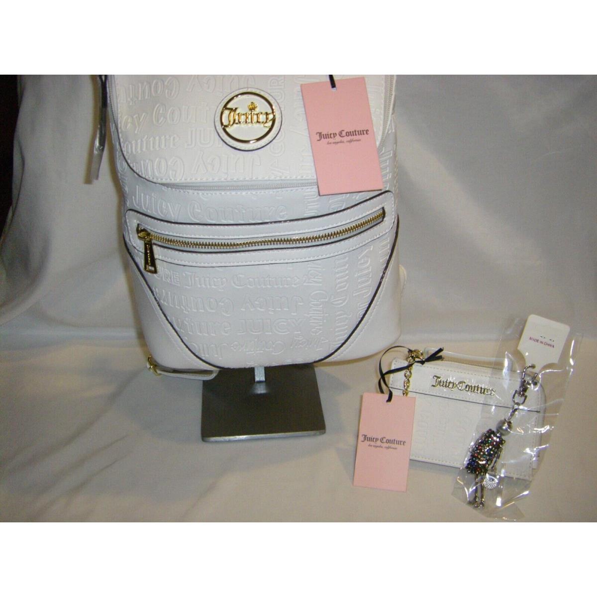 Juicy Couture Deboss White If The Crown Fits Backpack Small Wallet Doll Keycha