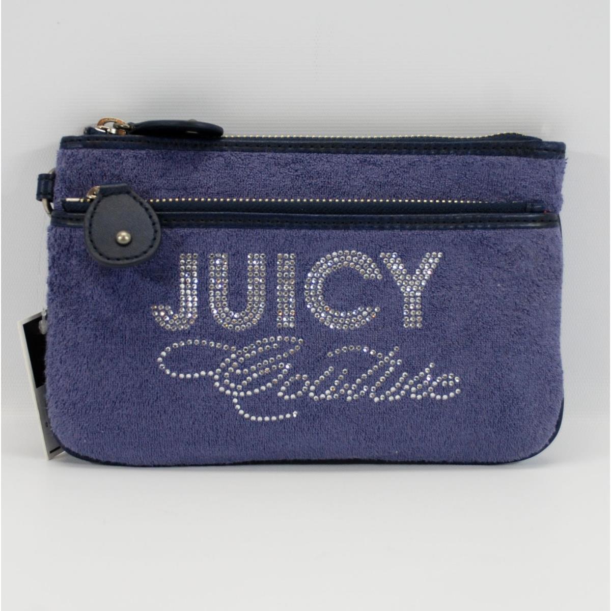 Juicy Couture Designer Terry Purple/blue Velour Wristlet Clutch Wallet