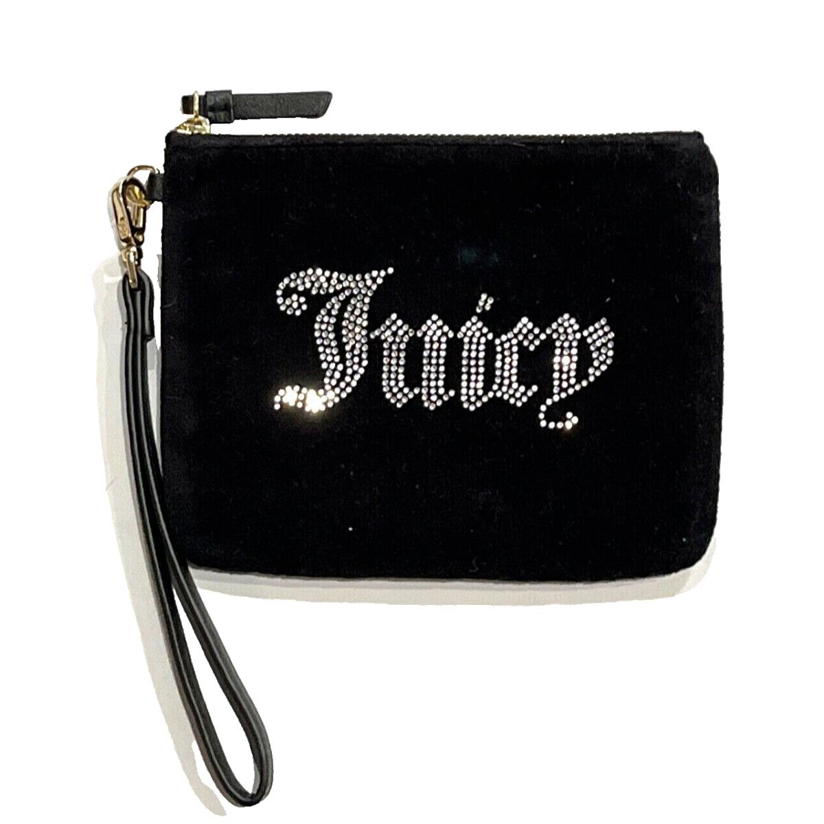 Juicy Couture Black Label Wristlet with Rhinestones - Black Velour - Retail