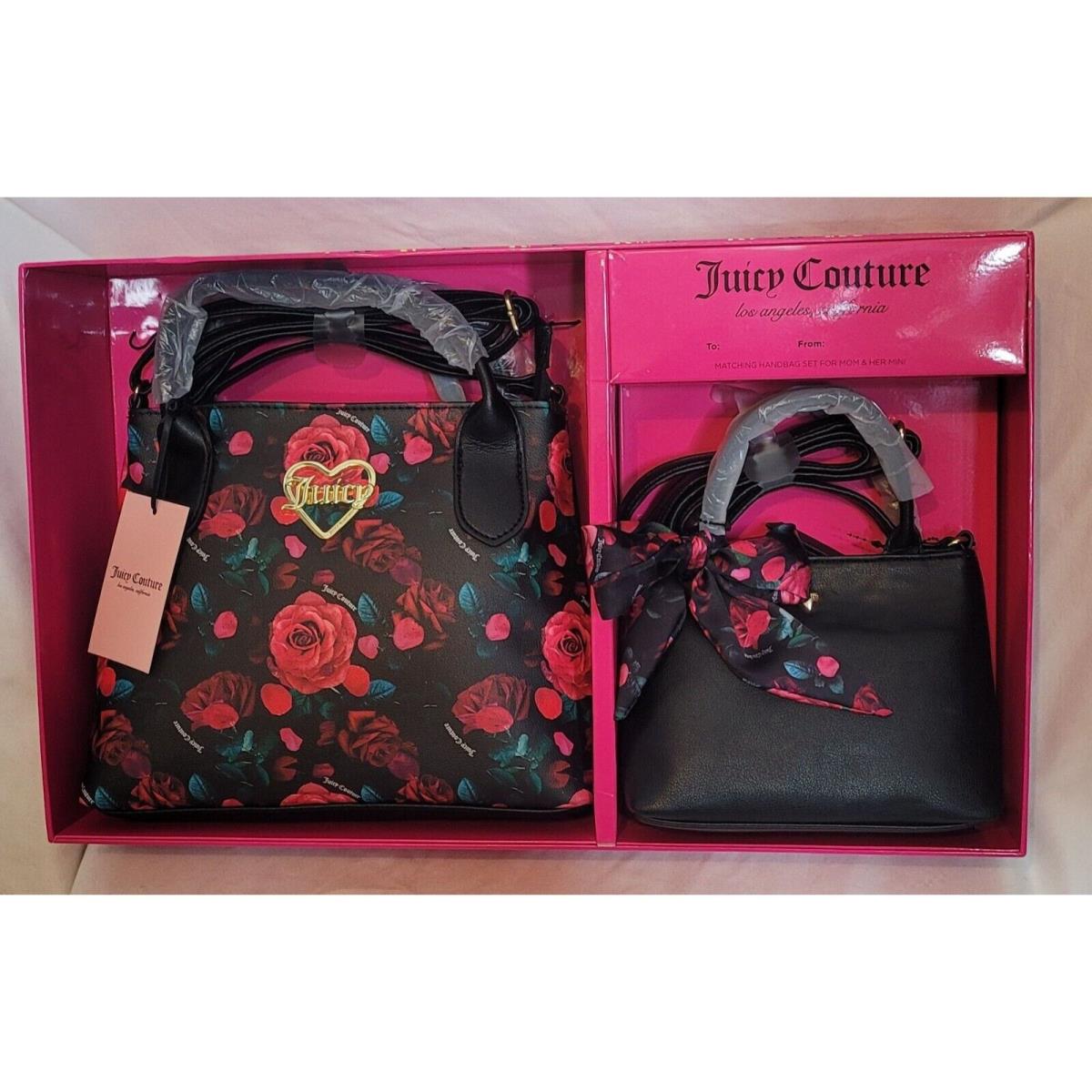 Juicy Couture Black Multi Rose Mommy and Me Tote Set