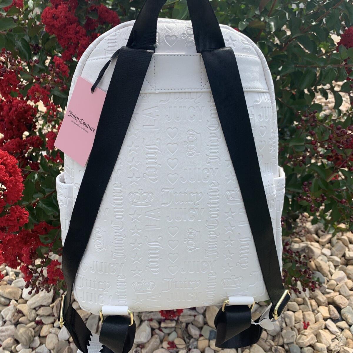 Juicy Couture White Logo Black Straps Word Play Backpack blt11j1