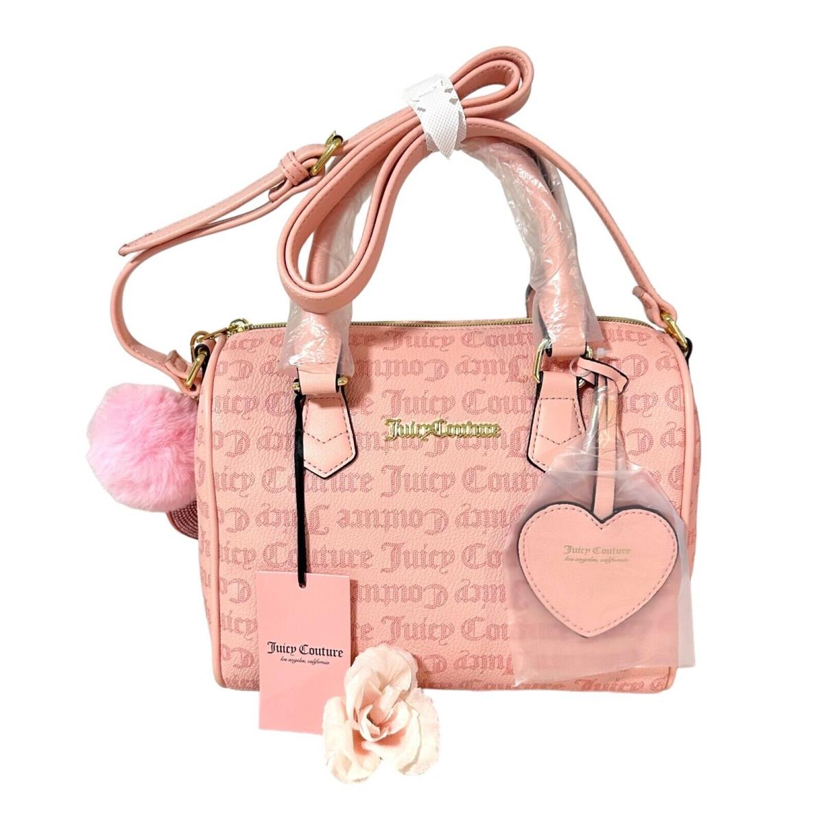 Juicy Couture Pink Monogram Speedy Handbag Double Satchel Crossbody Strap