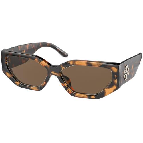 Tory Burch Kira Chunky Geometric Cat-eye Sunglasses - TY9070U Dark Tortoise/Brown (151973-55)
