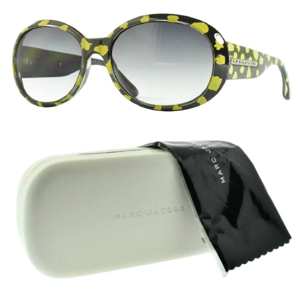 Marc Jacobs Mmj 156/S Black/ Yellow Full Rim Unisex Round Sunglasses - Frame: Black/Yellow, Lens: Gray