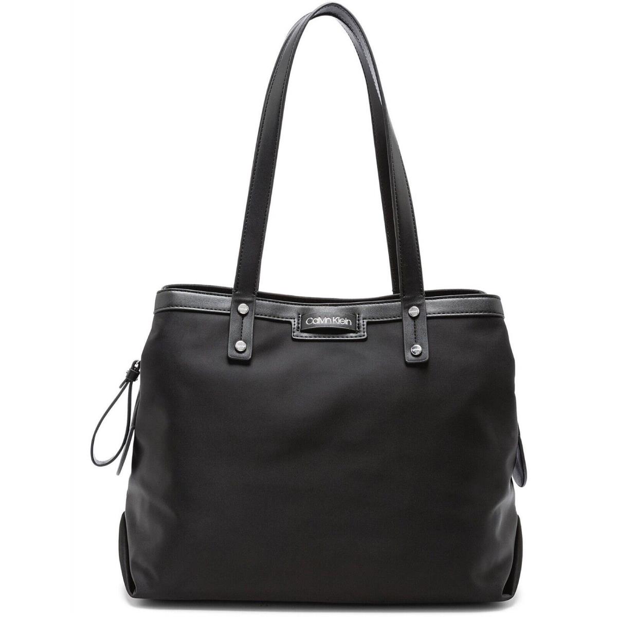 Calvin Klein Lane Nylon Triple Compartment Tote Handbag - Handle/Strap: Black, Hardware: Silver, Lining: Black