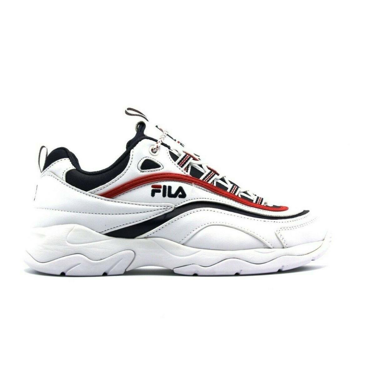 Mens Fila Ray Classic Limited Edition White Navy Red Lace UP Comfort Sneaker - White