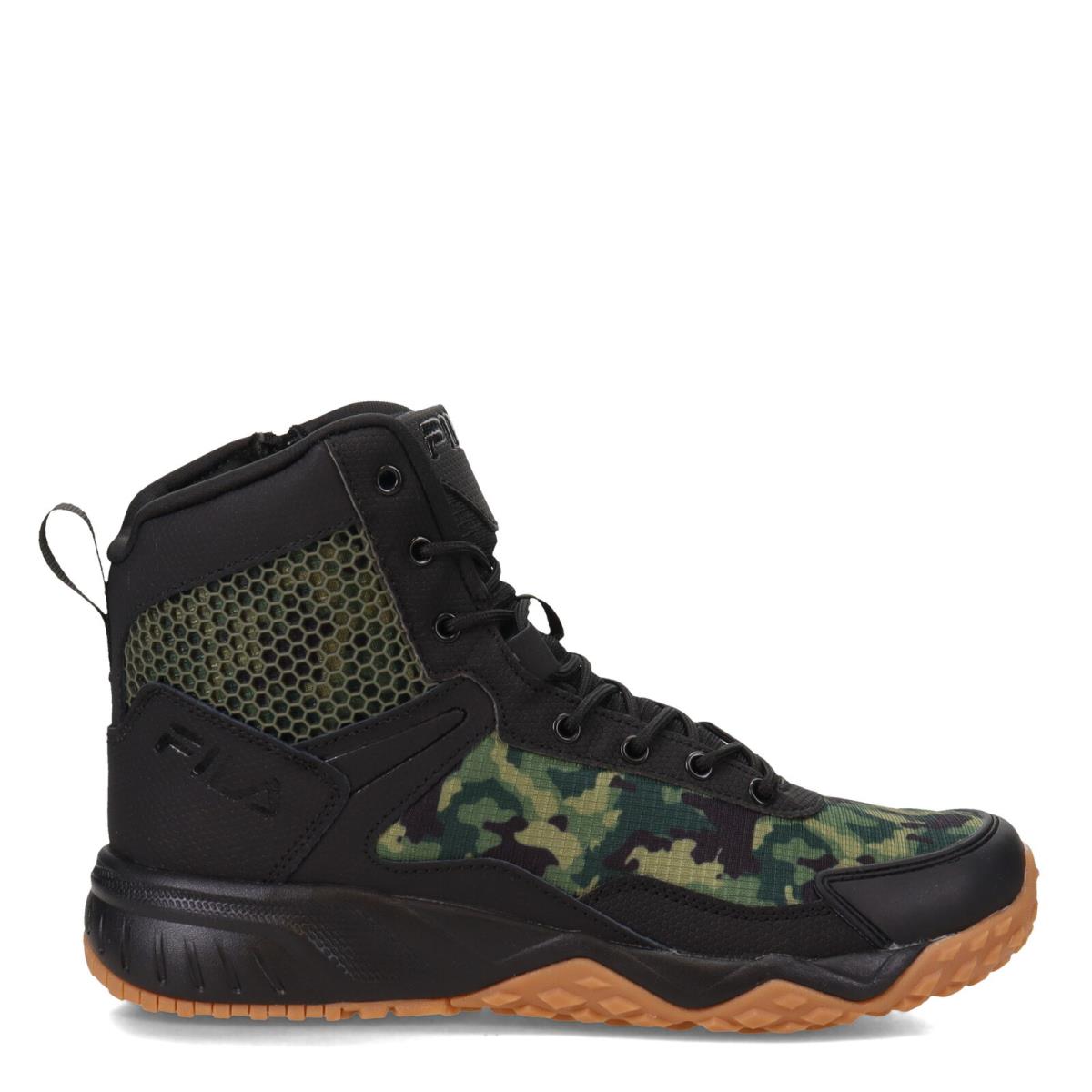 Men`s Fila Chastizer Work Boot 1LM00983-104 Black Camo Leather-and-mesh
