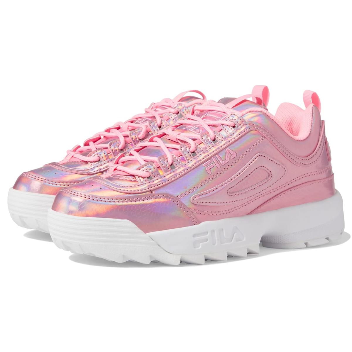 Woman`s Sneakers Athletic Shoes Fila Disruptor II Premium Iri Snake Cotton Candy/White/Cotton Candy