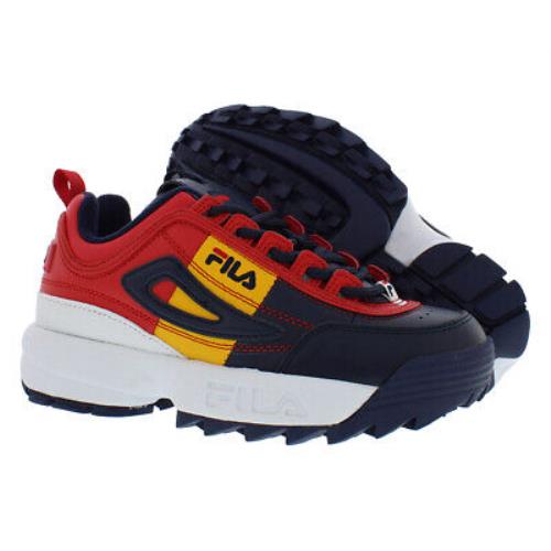 Fila Disruptor Ii Premium Boys Shoes Size 4 Color: Navy/yellow/red - Navy/Yellow/Red, Main: Multi-colored