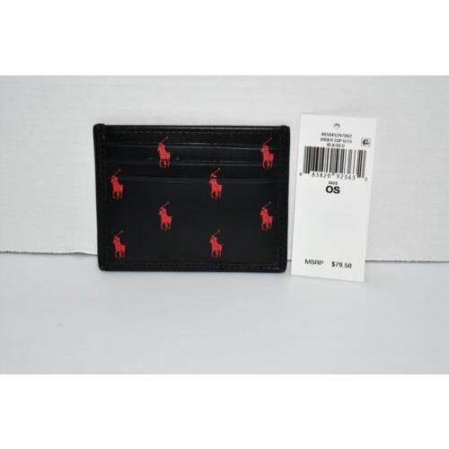 Polo Ralph Lauren Allover Pony Leather Card Case Ryder Cup Blk/red 405845397002