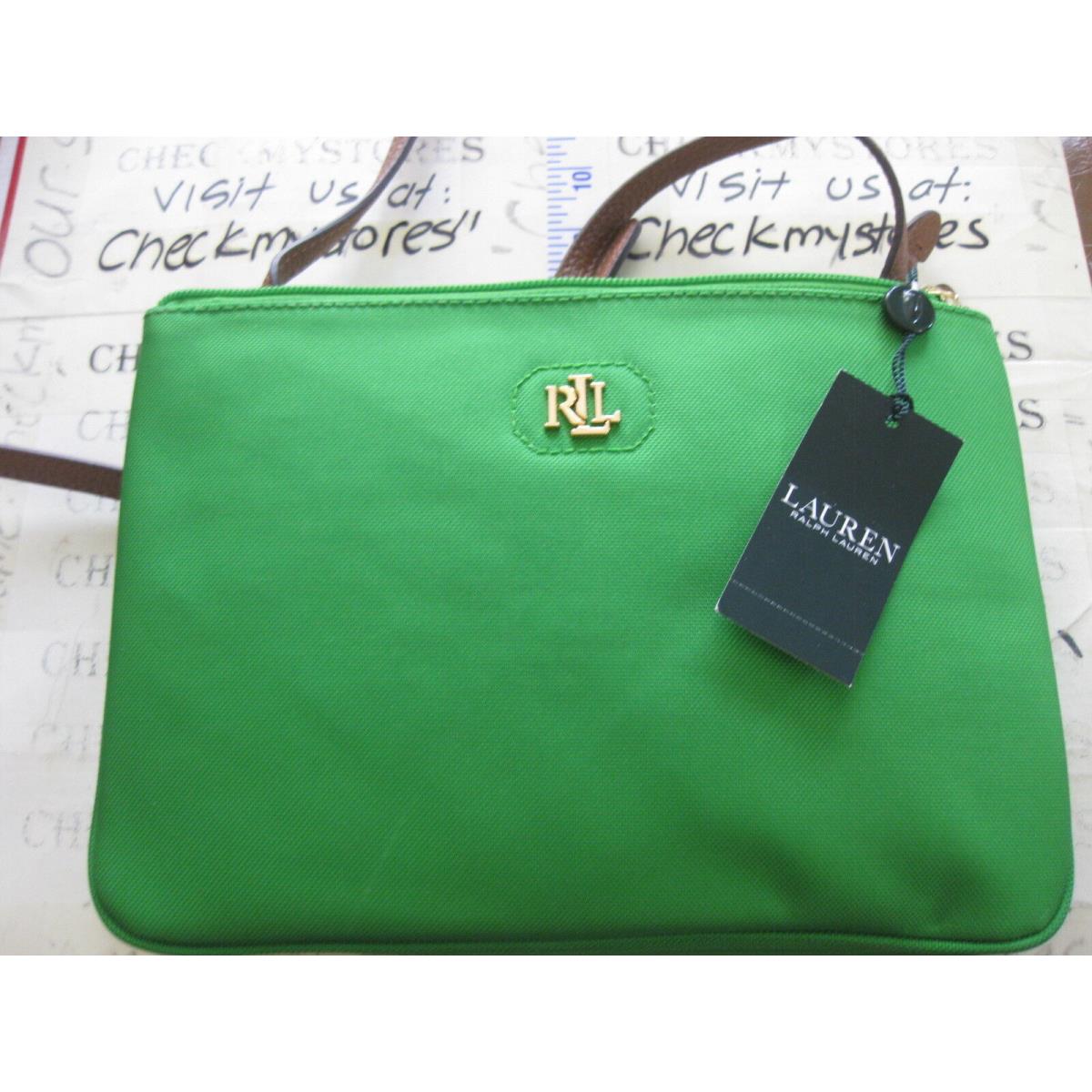 Designer Ralph Lauren Bainbridge Tara Nylon Crossbody Palm Green Medium