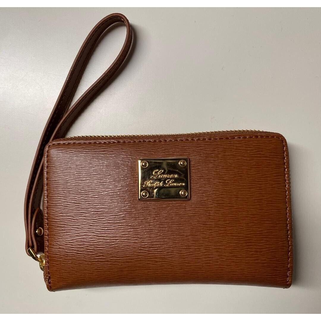 Ralph Lauren Woman`s Leather Zip-around Tech Wristlet Wallet