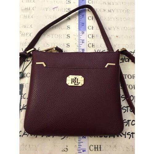 Ralph Lauren `acadia Ii` Plum Wine Modern Chic Crossbody Handbag Purse