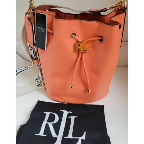 Lauren Ralph Lauren Andie Drawstring Crossbody Bucket Bag Orange