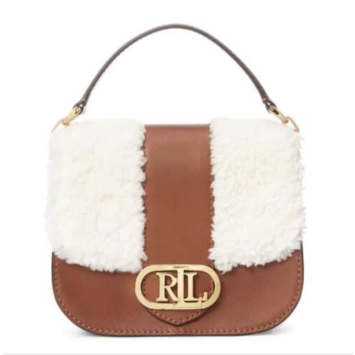 Lauren Ralph Lauren Shearling Small Addie Crossbody Handbag-white/tan