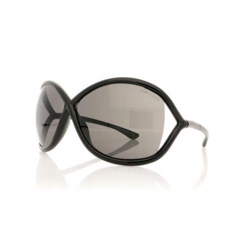 Tom Ford Women`s Whitney Shiny Black Smoke Lenses 64mm Sunglasses NO Case