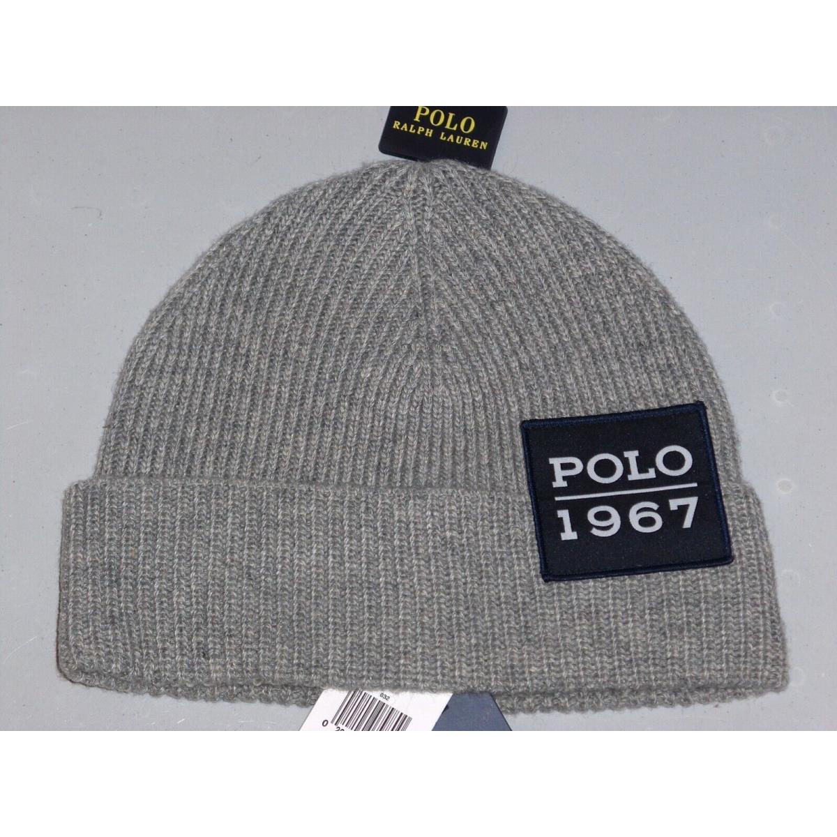 Polo Ralph Lauren Men`s Polo 1967 Patch Beanie Hat Watch Ski Cap Heather Gray