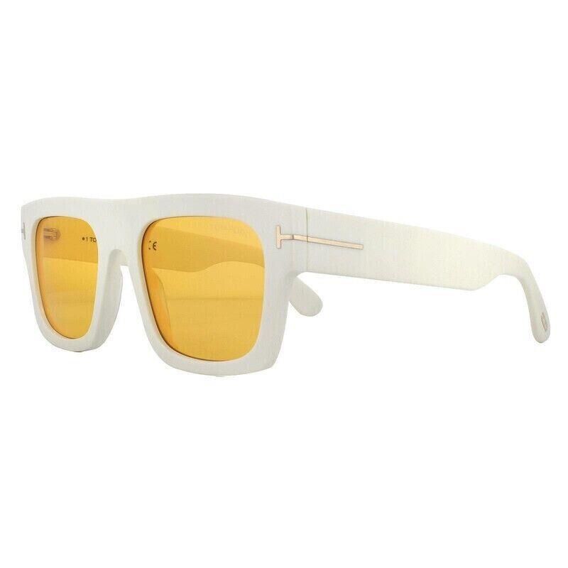 Tom Ford FT0711/S 25E Unisex Ivory White Frame Light Brown Lens Sunglasses 53mm