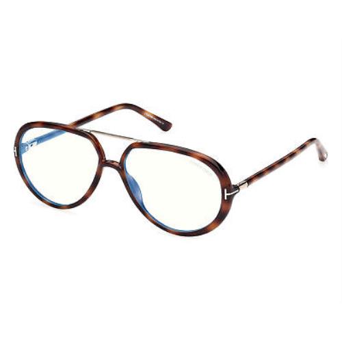 Tom Ford FT5838-B-053-57 Blonde Havana Blue Block Lens Eyeglasses