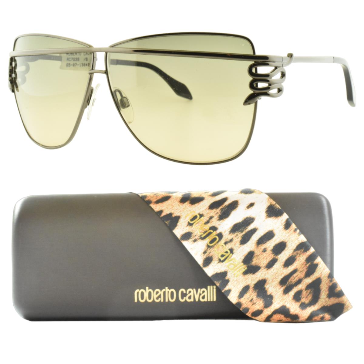Roberto Cavalli Morane 723S 08B Square Full Rim Shiny Grey Women Sunglasses