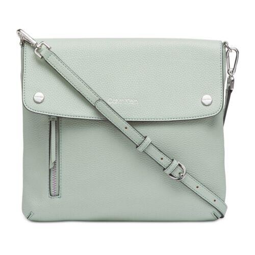 Calvin Klein Rachel Bubble Lamb Crossbody Handbag Fern Silver - Hardware: Gold-toned, Exterior: Green, Lining: Brown