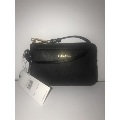 Calvin Klein Wristlet Leather Black 4 X 7 Retail