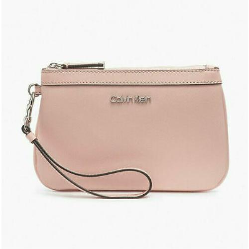 Calvin Klein Women`s Saffiano Leather Large Zip Wristlet Blossom Pink