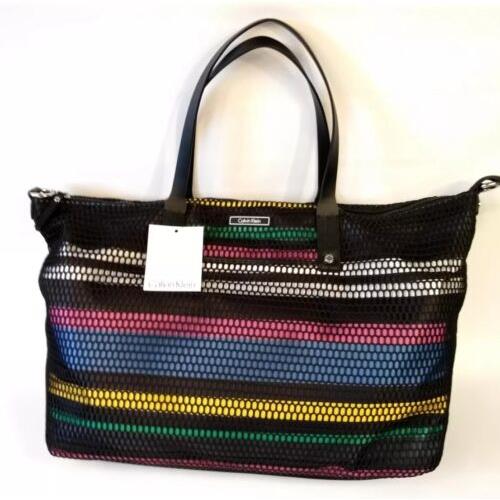 Calvin Klein Athletic Rainbow Multicolor Stripe Large Tote Shopper H8AAE6NV