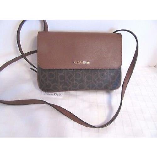 Calvin Klein Signature Hudson Luggage Brown Saffiano Leather