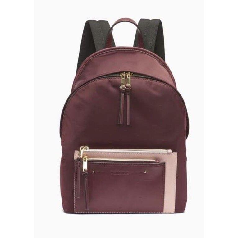 Calvin Klein Lisa Nylon Plum Canvas Leather Backpack P4