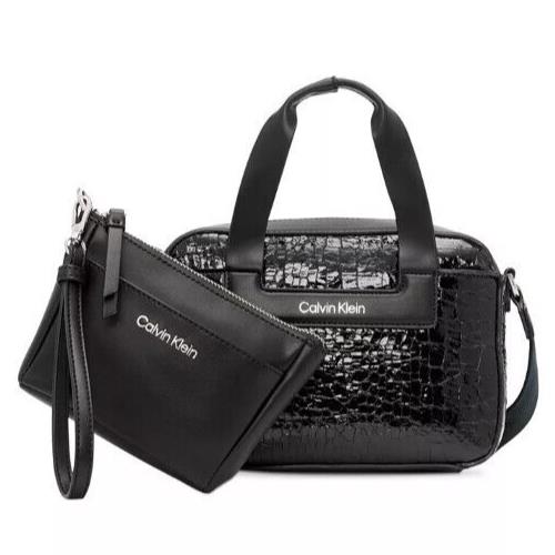 Calvin Klein Bette 2 in 1 Crossbody Handbag Purse - Black/silver - Retail
