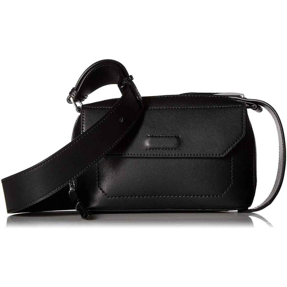 Calvin Klein Karsyn Crossbody Black Silver Leather Small Purse