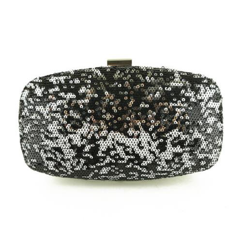 Calvin Klein Sequin Clutch / Handbag / Purse Black / Silver Sequ