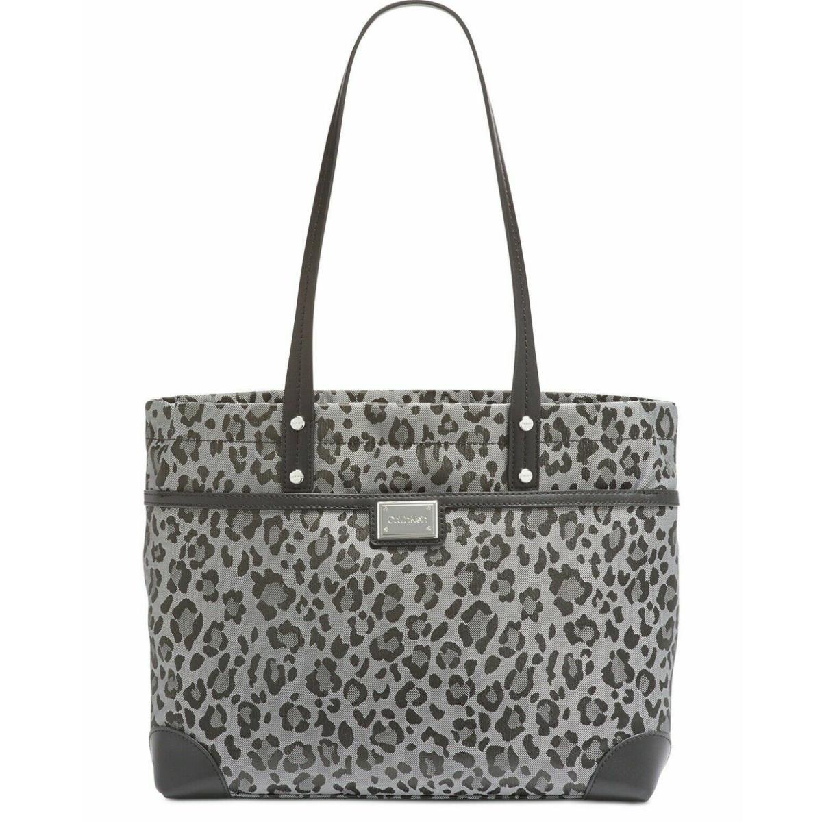 Calvin Klein Teodora Jacquard Classic Tote Grey Leopard Lightweight - Exterior: Gray, Manufacturer: Grey Leopard