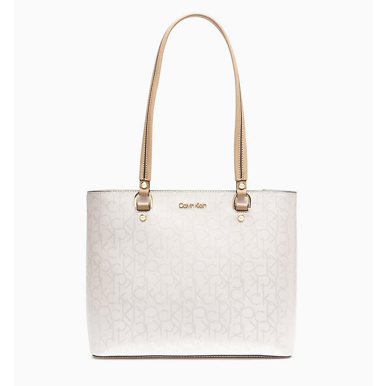 Calvin Klein Monica White Logo Tote Women`s Handbag B3526